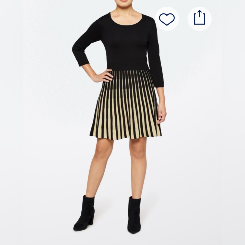 (0069) Fortune & Ivy xxl black gold sweater dress sparkle flare NWT